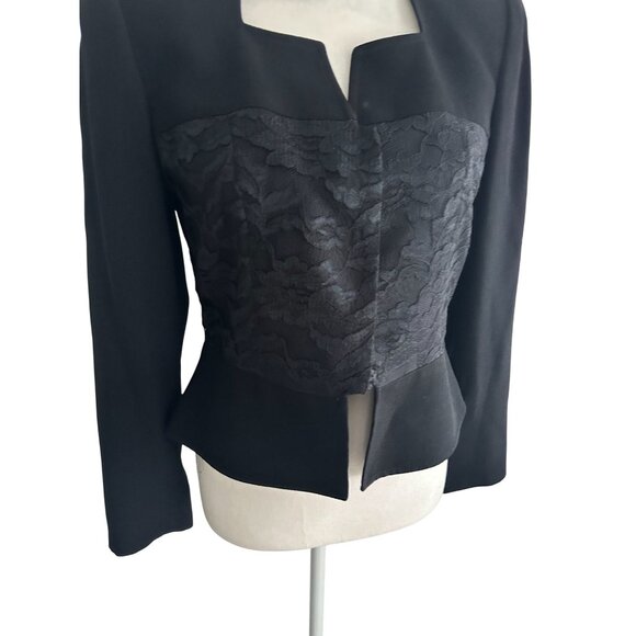 ZELDA Vintage Black Lace Paneled Long Sleeve Jacket Blazer Size 6 - Picture 5 of 7